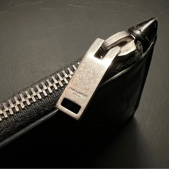 Saint Laurent Black Crocodile-Embossed Card Holder
